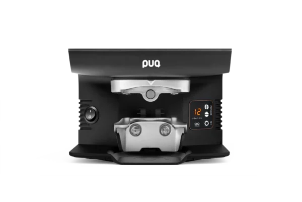 PUQ Press M6 precision automatic coffee tamper for high-volume cafés, available from Peak Coffee Techs in Colorado Springs and Denver